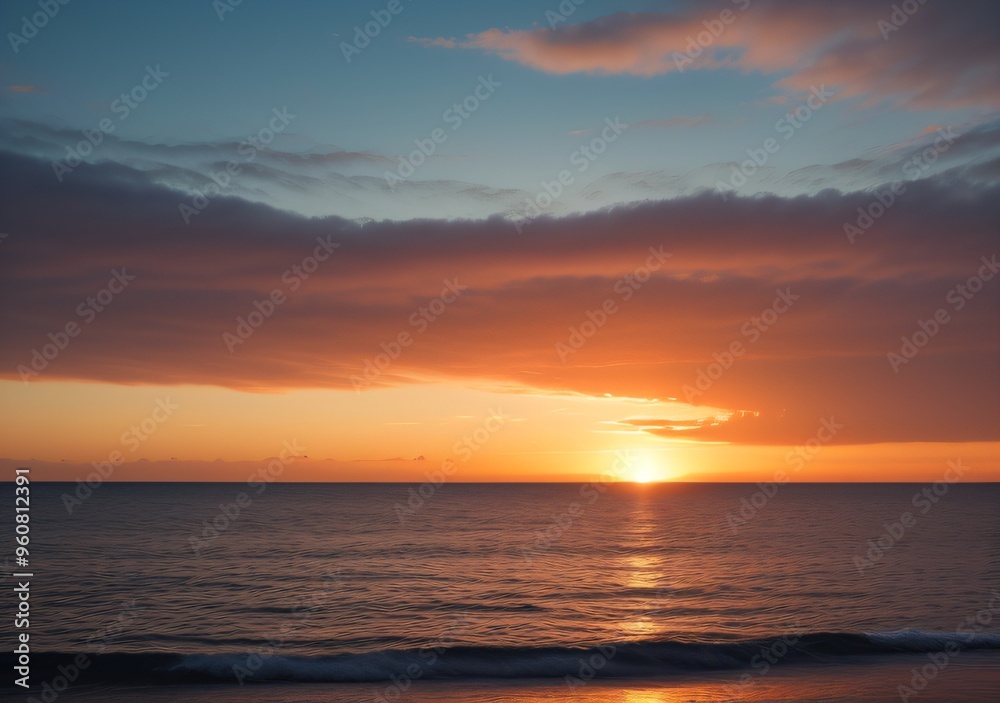 Fototapeta premium Sunset Over Calm Ocean Waves