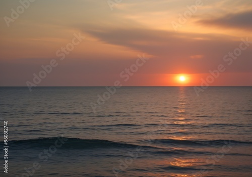 Sunset Over Calm Ocean Waves
