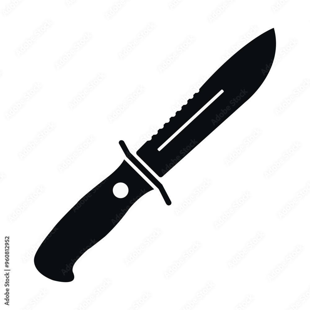 Obraz premium Knife icon in flat style isolated on white background. For your design, logo. Vector illustration.