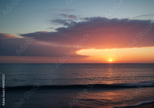 Sunset Over Calm Ocean Waves