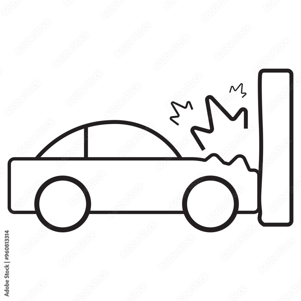 Naklejka premium Smashed Car Icon, symbol, and vector, Can be used for web, print, and mobile