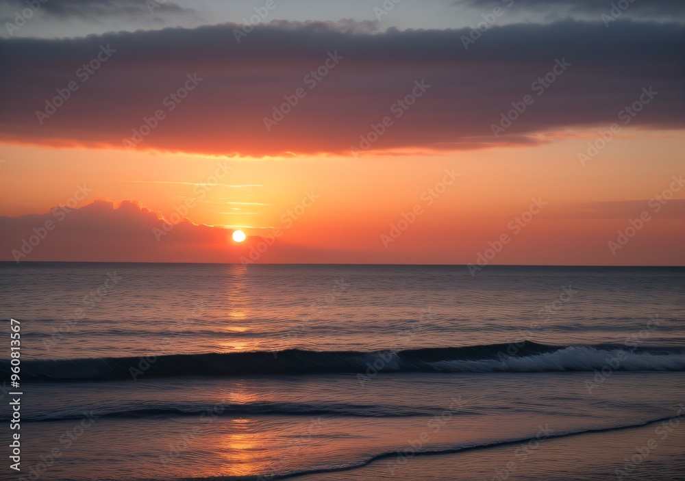 Obraz premium Sunset Over Calm Ocean Waves