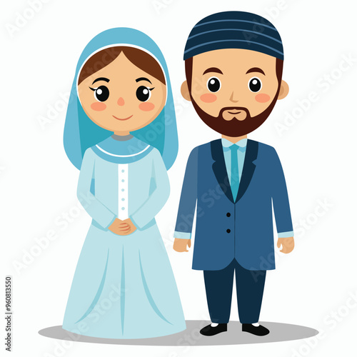  a cute pakistani couple in traditional illustration