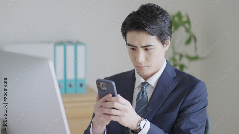 スマホを使うビジネスマン スマホを使うビジネスマン