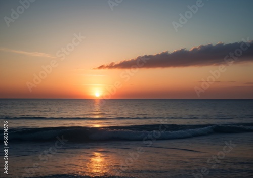 Sunset Over Calm Ocean Waves