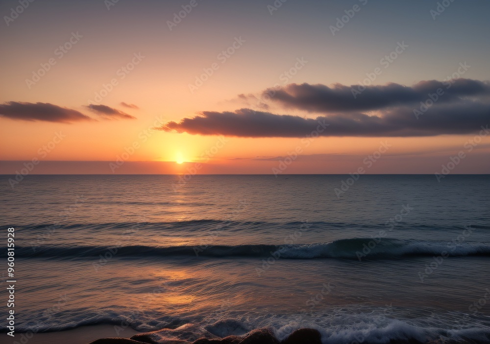 Obraz premium Sunset Over Calm Ocean Waves