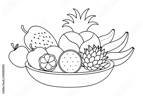  Fruit Bowl Featuring Exotic Rambutan and Starfruit A Tropical Delight photo