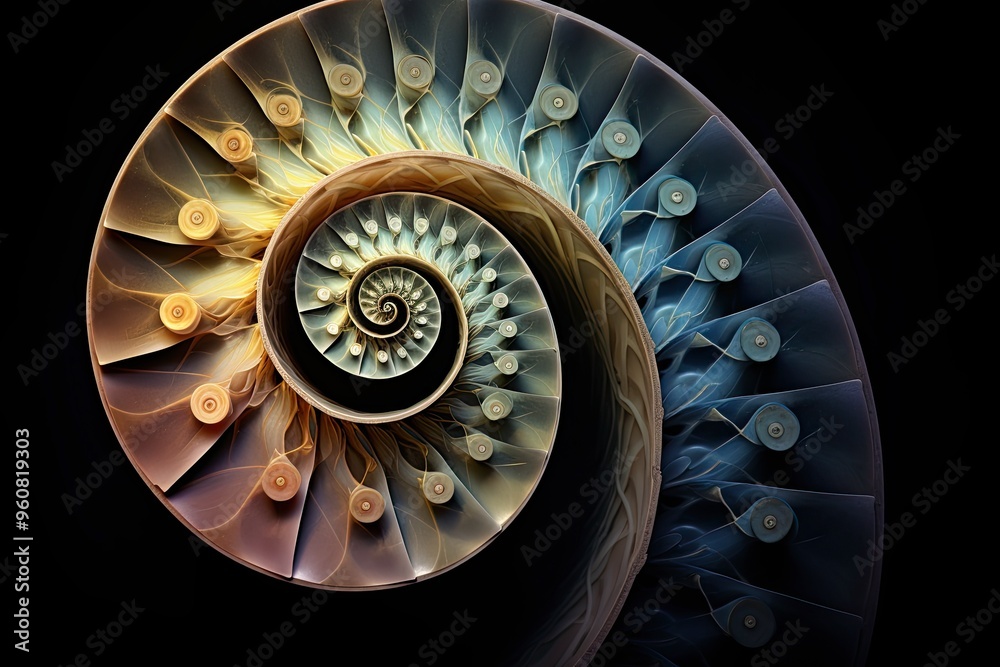 Obraz premium The natural harmony and mathematical beauty of the Fibonacci sequence 