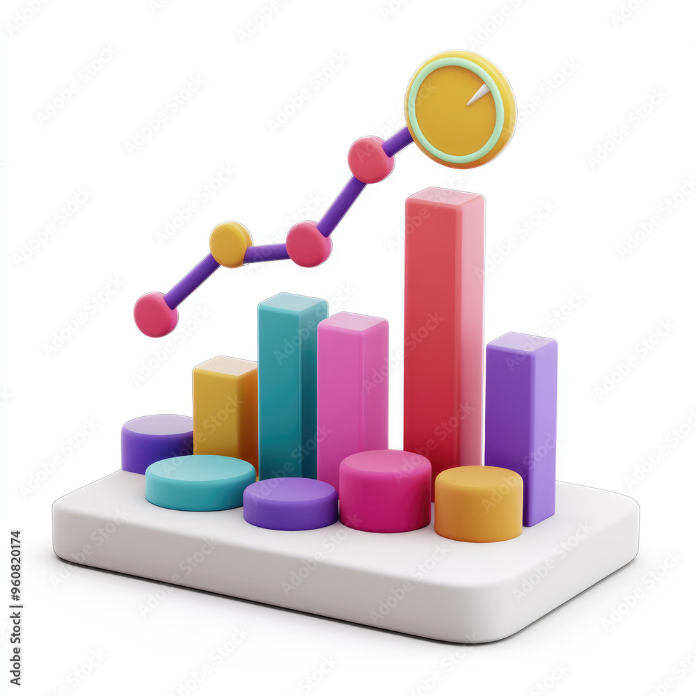 3D icon of a business chart, on a solid white background 3D icon of a business chart, on a solid white background
