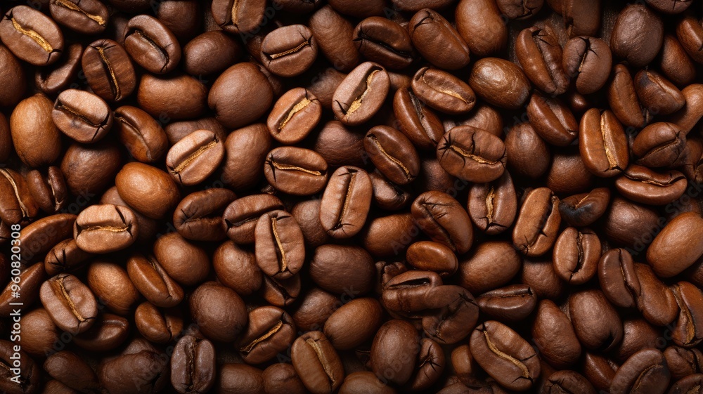 Naklejka premium A close-up view of various coffee beans, showcasing different shades and textures, emphasizing their natural beauty.