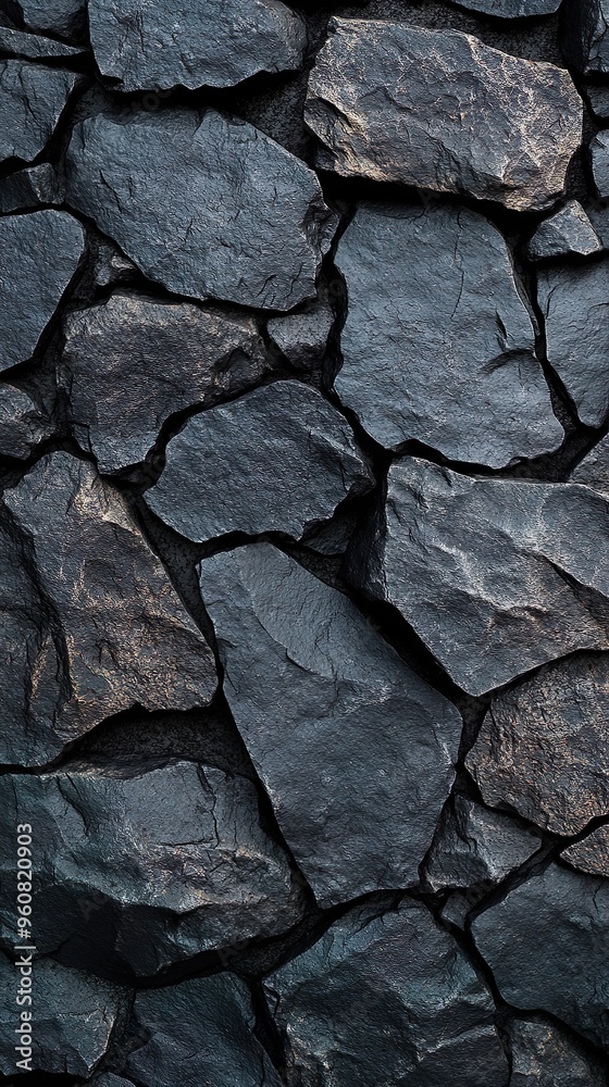 Charcoal black stone wall with dark surface for modern interior background Charcoal black stone wall with dark surface for modern interior background