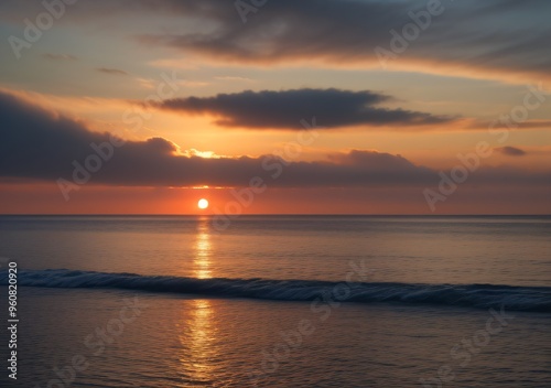 Sunset Over Calm Ocean Waves