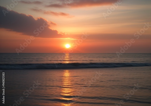 Sunset Over Calm Ocean Waves