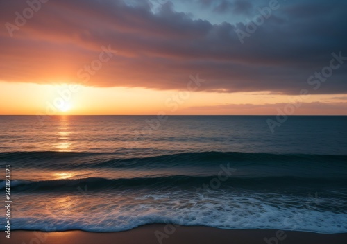 Sunset Over Calm Ocean Waves
