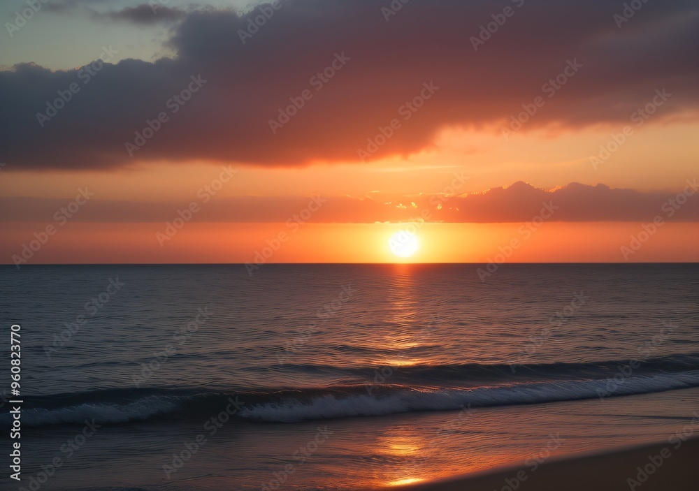 Obraz premium Sunset Over Calm Ocean Waves