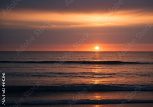 Sunset Over Calm Ocean Waves