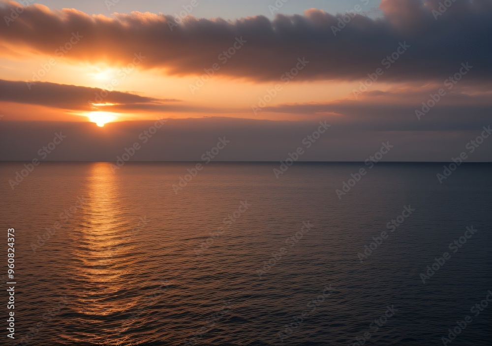 Fototapeta premium Sunset Over Calm Ocean Waves