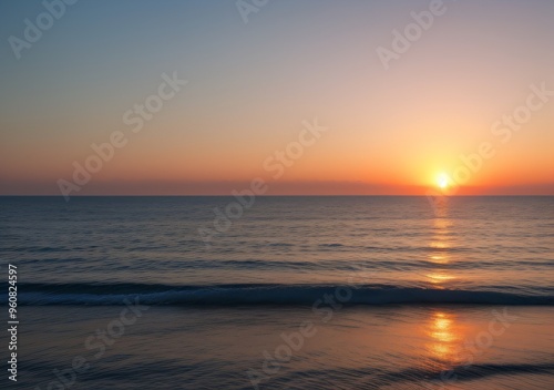 Sunset Over Calm Ocean Waves