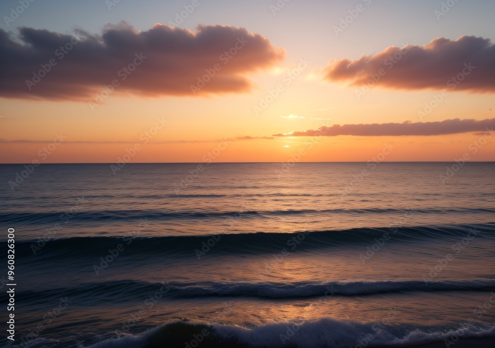 Sunset Over Calm Ocean Waves Sunset Over Calm Ocean Waves