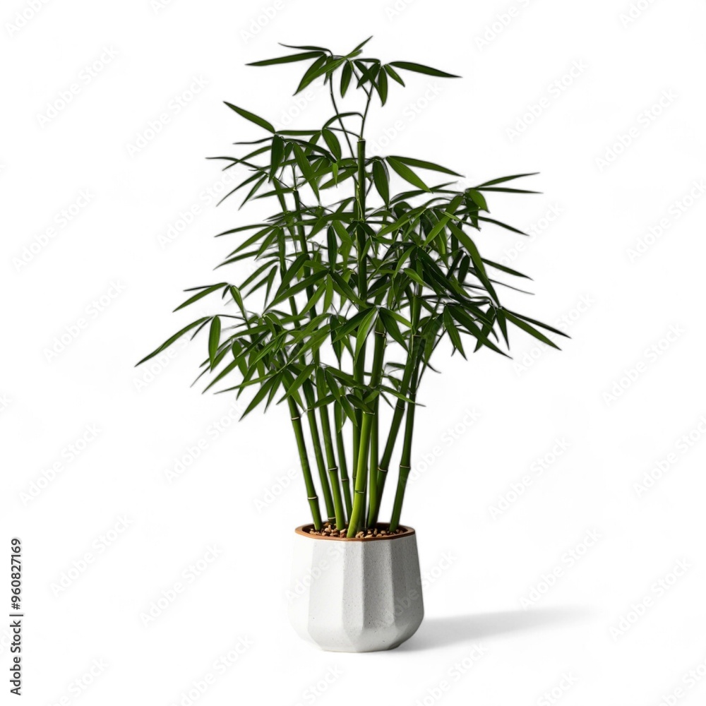 Fototapeta premium decorative bamboo in pot isolated on white background