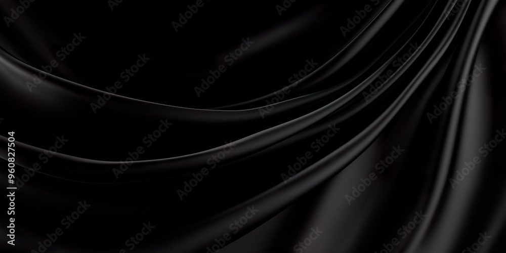 Obraz premium Satin fabrics with soft waves in black