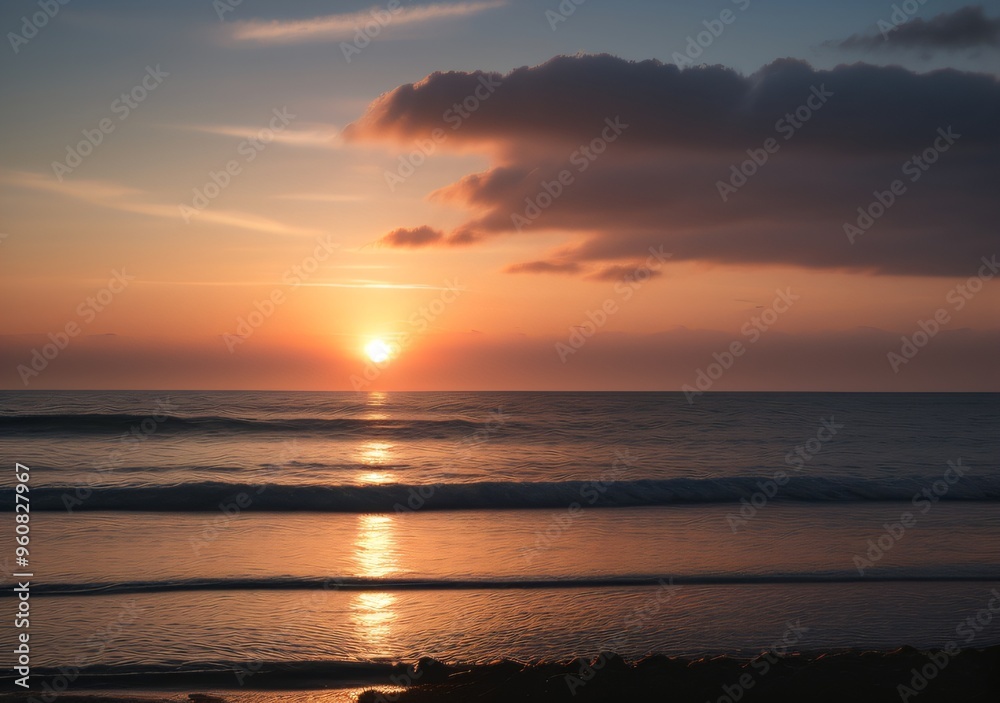 Obraz premium Sunset Over Calm Ocean Waves