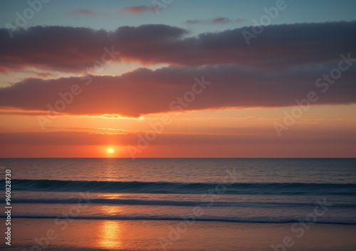 Sunset Over Calm Ocean Waves