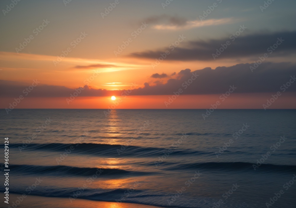 Obraz premium Sunset Over Calm Ocean Waves
