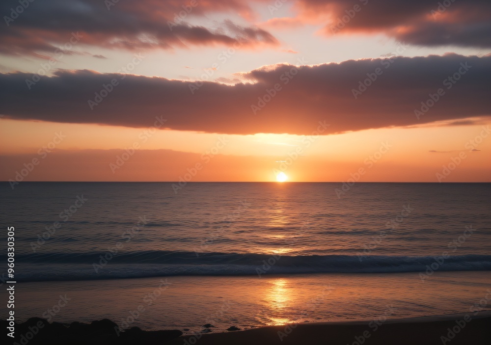 Obraz premium Sunset Over Calm Ocean Waves