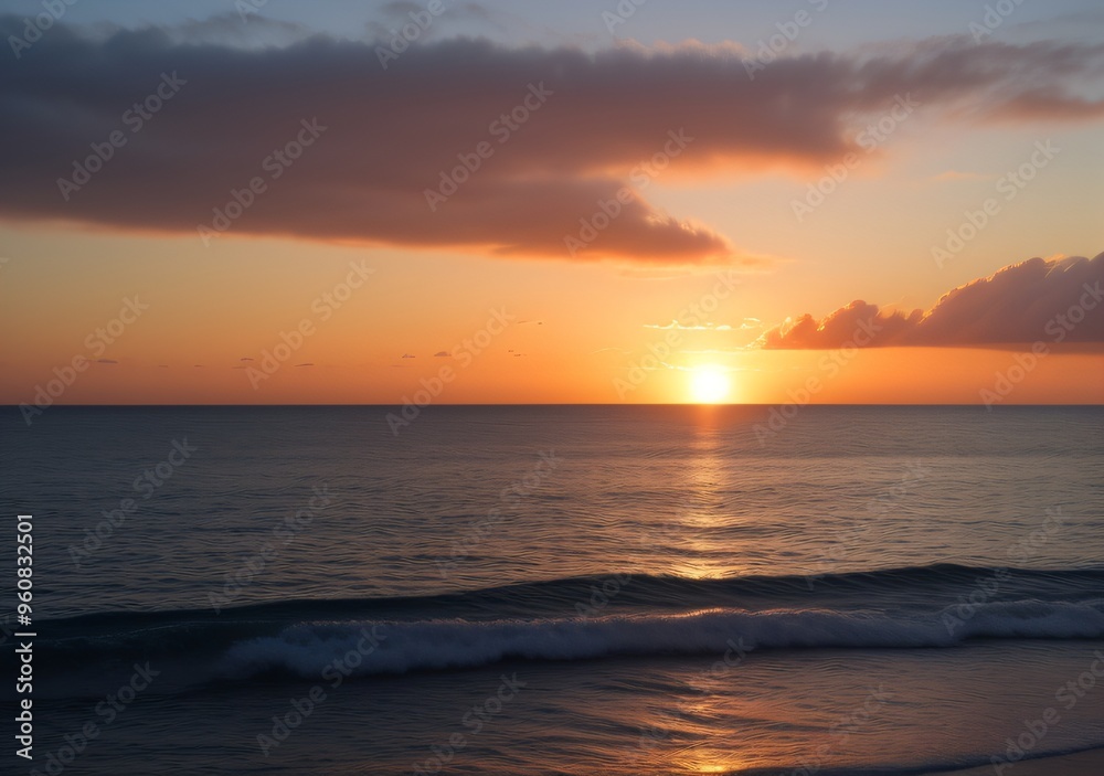 Sunset Over Calm Ocean Waves Sunset Over Calm Ocean Waves
