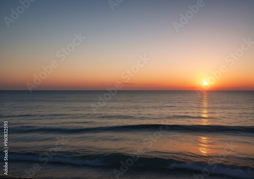 Sunset Over Calm Ocean Waves