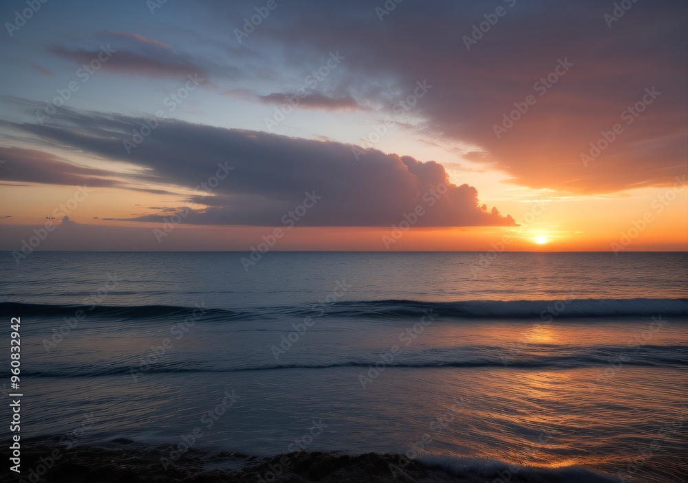 Sunset Over Calm Ocean Waves Sunset Over Calm Ocean Waves