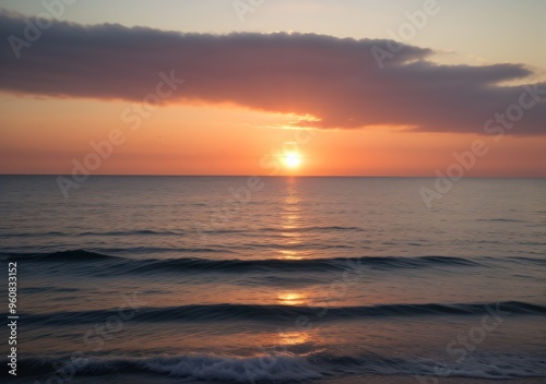 Sunset Over Calm Ocean Waves