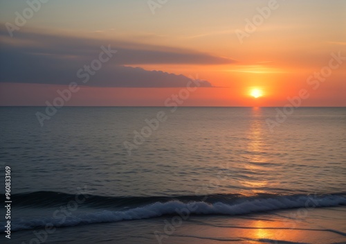 Sunset Over Calm Ocean Waves