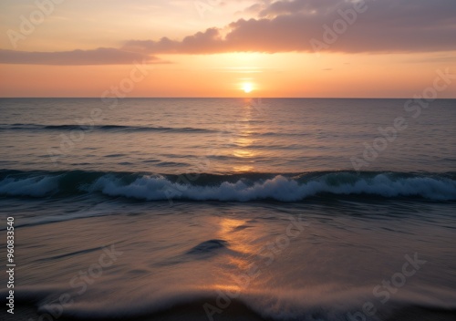 Sunset Over Calm Ocean Waves