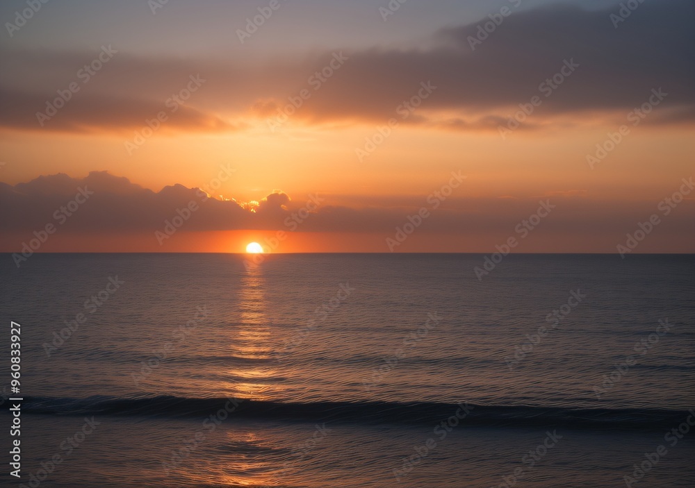 Obraz premium Sunset Over Calm Ocean Waves