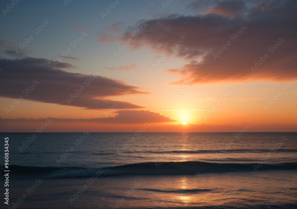 Sunset Over Calm Ocean Waves Sunset Over Calm Ocean Waves