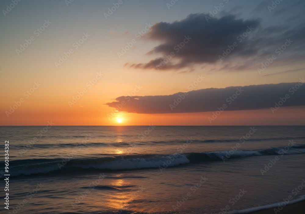 Sunset Over Calm Ocean Waves Sunset Over Calm Ocean Waves