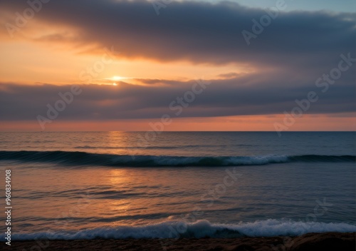 Sunset Over Calm Ocean Waves