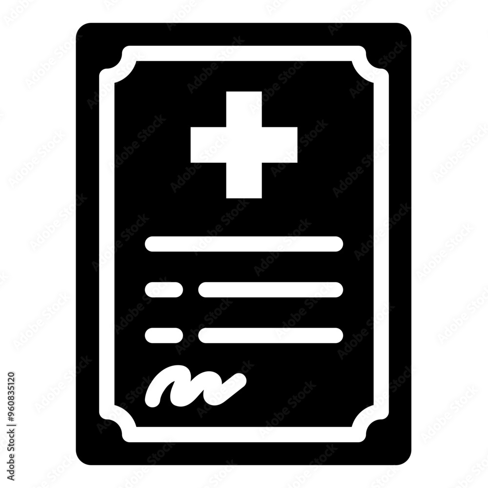 Obraz premium Medical certificate icon for blood donation and health documentation.