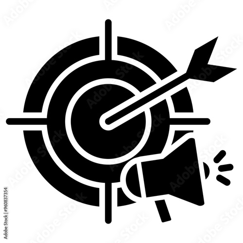 Target marketing icon with glyph style