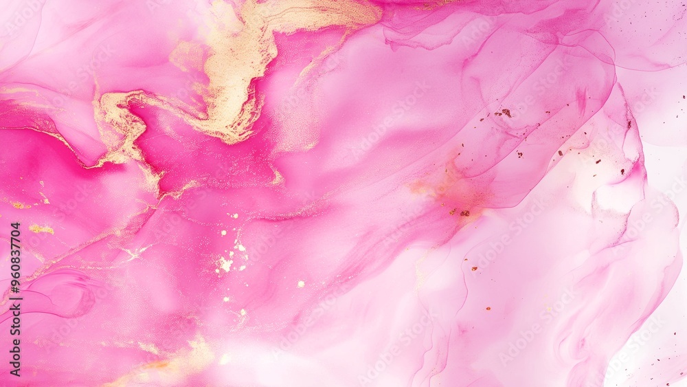White and pink watercolour painting texture background with gold outlines White and pink watercolour painting texture background with gold outlines