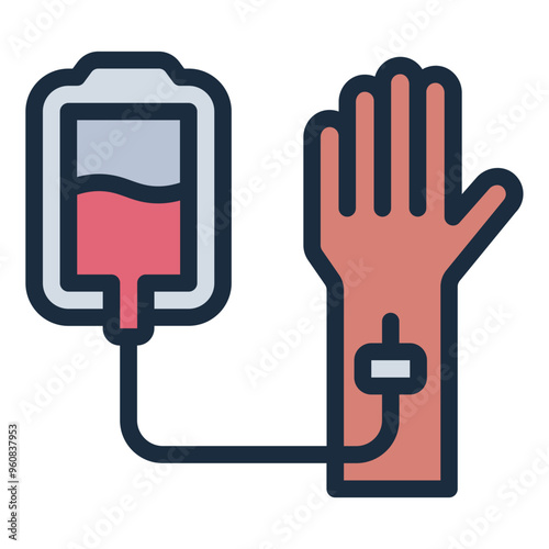 Donor arm icon for blood donation and transfusion.