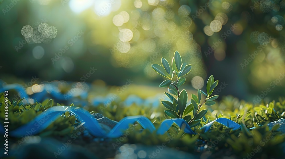 A Single Sprout Emerging in a Lush Garden A Single Sprout Emerging in a Lush Garden