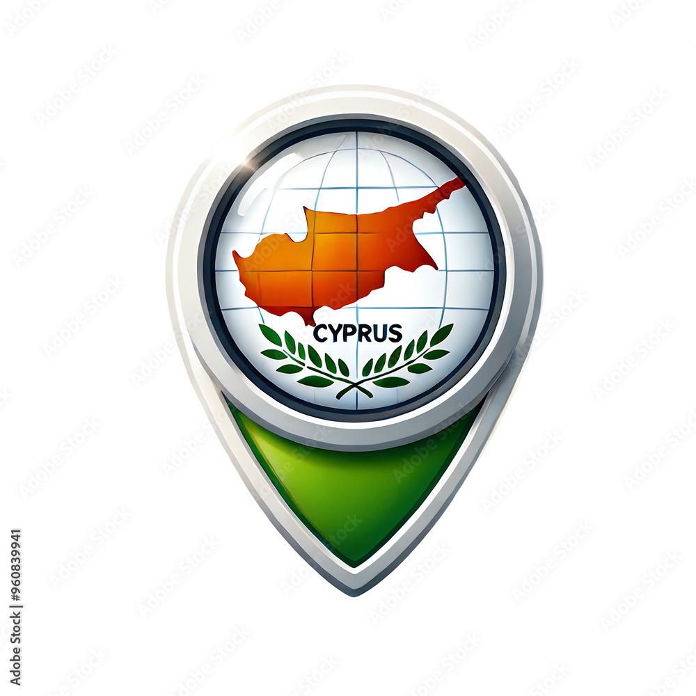 Map pin symbol representing Cyprus with national colors Map pin symbol representing Cyprus with national colors