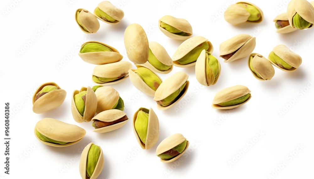 pistachio nuts on white background