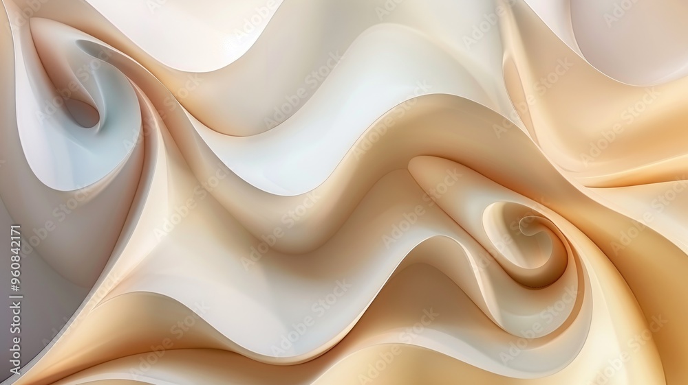 Obraz premium Abstract wavy background in shades of cream and white