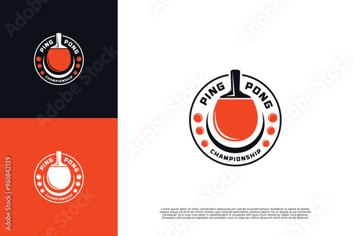 Ping Pong round badge logo design
