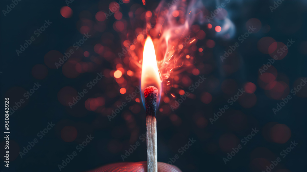 Hand Lighting Red Firecracker With Match Close Hand Lighting Red Firecracker With Match Close
