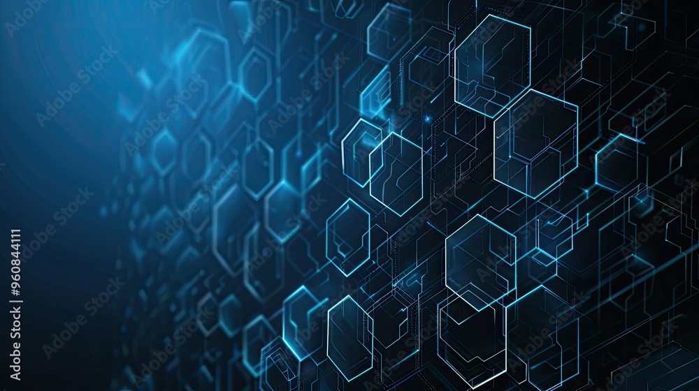 A digital abstract design featuring interconnected hexagons and a blue gradient background, symbolizing technology and data. A digital abstract design featuring interconnected hexagons and a blue gradient background, symbolizing technology and data.